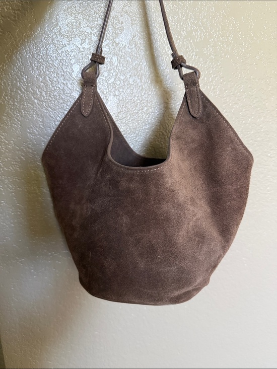 Viola Castellani Handbags - Suede Shoulder Hobo Bag in Dark Brown